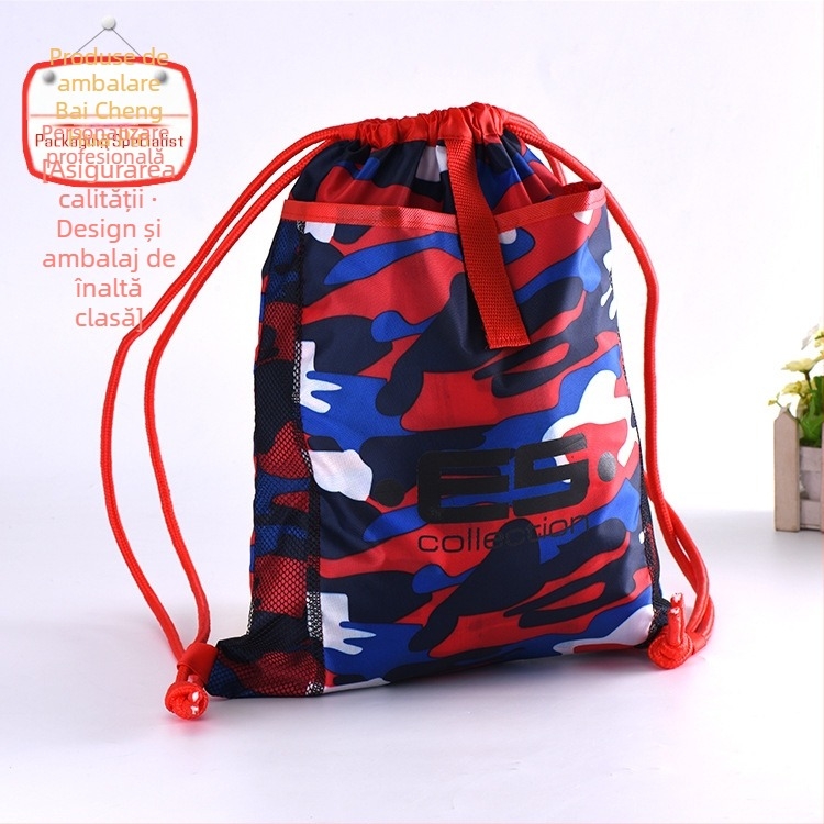 Rucsac cu șnur din poliester 210D camuflaj, serigrafie Bai Cheng