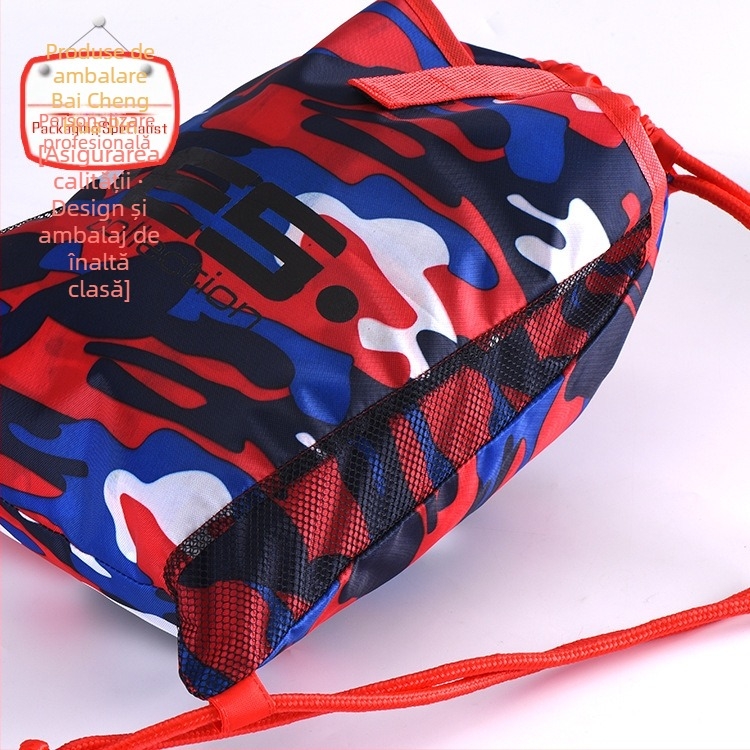 Rucsac cu șnur din poliester 210D camuflaj, serigrafie Bai Cheng