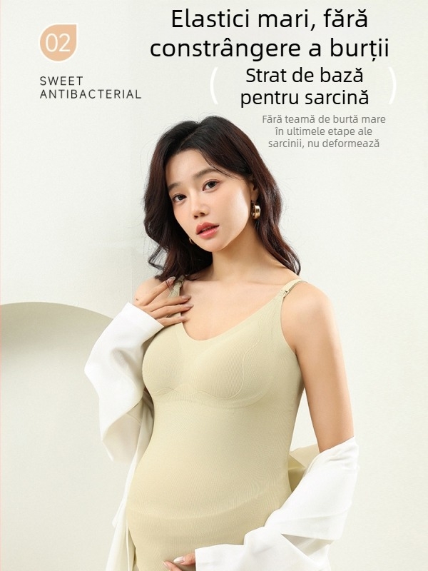 Top de alăptare cu bretele pentru maternitate și postpartum, amestec nylon-poliester, imprimeu geometric, textură zbârcită, primăvară-vară 2025