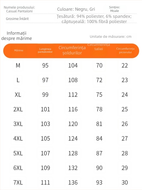 Pantaloni sport bărbați drepți, căptuți cu lână de miel, țesătură Ori Velvet, 360 g, 96% poliester 4% elastan, microelastic