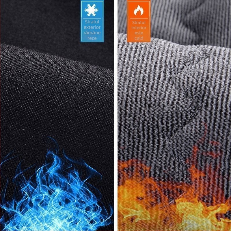 Pantaloni de iarnă pentru bărbați, cu căptușeală din fleece, umplere din mătase-cotton, croială dreaptă