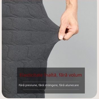 Pantaloni termici de iarnă pentru bărbați, cu fleece de lână de miel, autoîncălzire, talie înaltă, croială dreaptă, căptușeală groasă