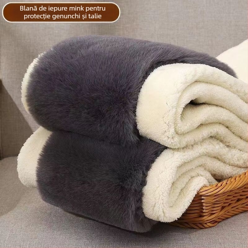 Pantaloni termici de iarnă pentru bărbați, căptuți cu fleece, umplere din bumbac, croială dreaptă, protecție pentru genunchi și talie