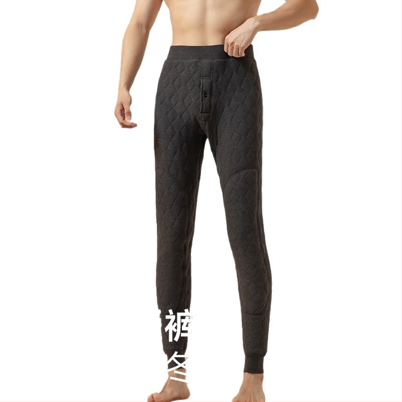 Pantaloni termici pentru bărbați cu căptușeală fleece, umplutură din poliester, talie înaltă, croială dreaptă, iarnă 2025