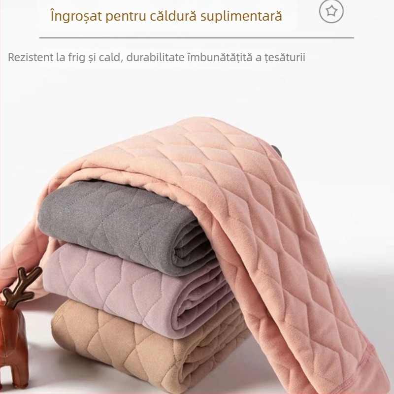 Pantaloni pentru copii cu căptușeală din fleece, croială dreaptă, uni, groși, umplutură din mătase-cotton, primăvară 2025