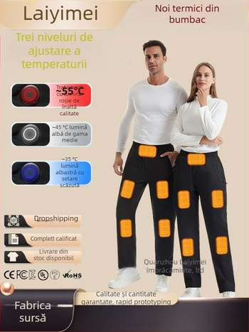 Pantaloni drepti de iarnă, țesut din fibră de poliester, căptușeală și umplutură din poliester, talie medie, stil sport și recreație