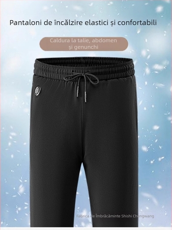 Pantaloni drepți, unicolor, umplere din bumbac, talie medie, iarna 2024