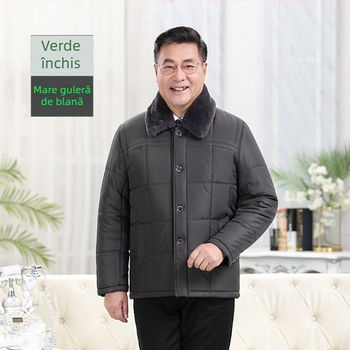 Jachetă de exterior pentru bărbați, mâneci lungi, nasturi simple, țesătură poliester groasă (100% poliester).