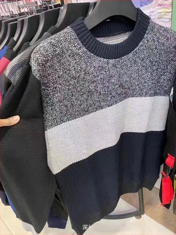 Cardigan tricotat gros pentru bărbați, cu buzunare patch - guler rotund, mâneci lungi, iarnă, croială normală, tiv drept