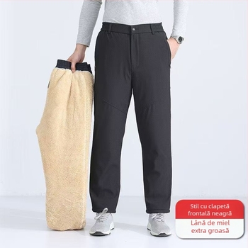 Pantaloni de iarnă pentru bărbați, croială dreaptă, talie înaltă, umplutură din mătase-cotton, căptușeală poliesterică