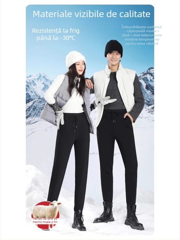 Pantaloni cu puf de gâscă albă, material exterior nylon, talie medie, croială dreaptă, lungime 9/10