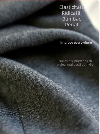 Pantaloni din bumbac, căptușiți cu fleece pentru iarnă, talie înaltă, croială strânsă, lungime 9/10