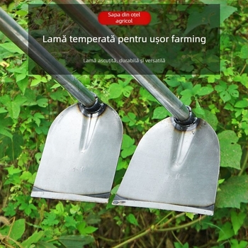 Lopată din oțel mangan cu țeavă de oțel sudată, mâner lung, pentru plantarea legumelor și arat, lamă lată pentru săpare bambus