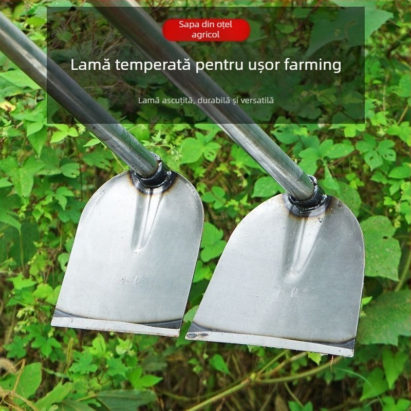 Lopată din oțel mangan cu țeavă de oțel sudată, mâner lung, pentru plantarea legumelor și arat, lamă lată pentru săpare bambus