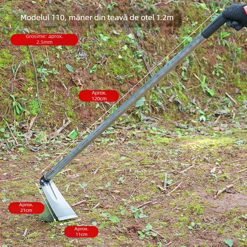 Lopată din oțel mangan cu țeavă de oțel sudată, mâner lung, pentru plantarea legumelor și arat, lamă lată pentru săpare bambus