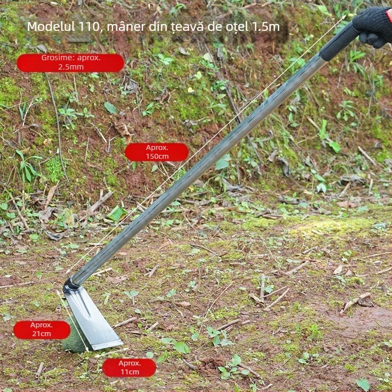 Lopată din oțel mangan cu țeavă de oțel sudată, mâner lung, pentru plantarea legumelor și arat, lamă lată pentru săpare bambus