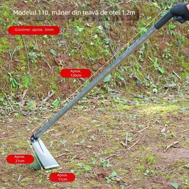 Lopată din oțel mangan cu țeavă de oțel sudată, mâner lung, pentru plantarea legumelor și arat, lamă lată pentru săpare bambus