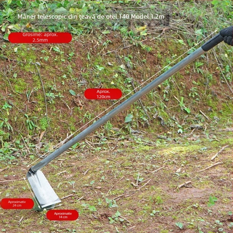 Lopată din oțel mangan cu țeavă de oțel sudată, mâner lung, pentru plantarea legumelor și arat, lamă lată pentru săpare bambus