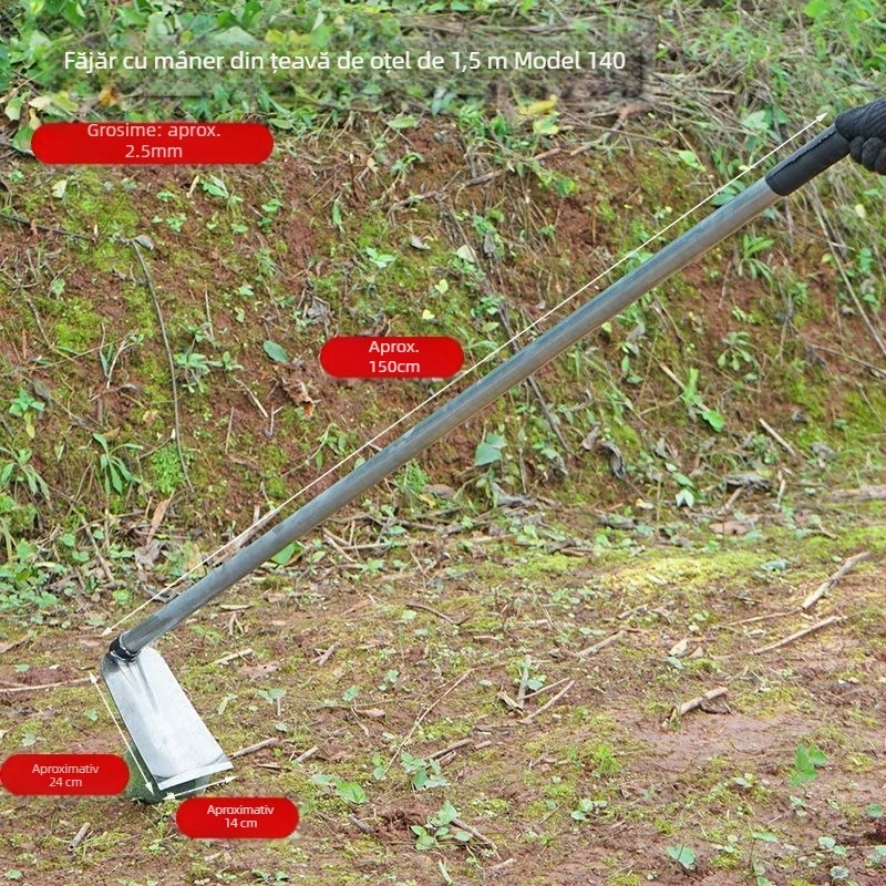 Lopată din oțel mangan cu țeavă de oțel sudată, mâner lung, pentru plantarea legumelor și arat, lamă lată pentru săpare bambus