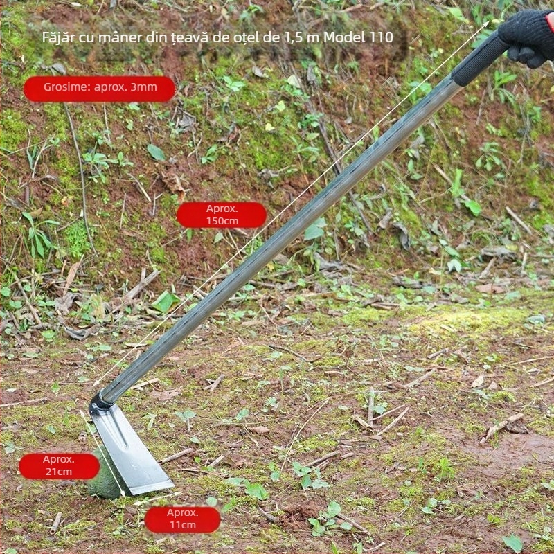 Lopată din oțel mangan cu țeavă de oțel sudată, mâner lung, pentru plantarea legumelor și arat, lamă lată pentru săpare bambus