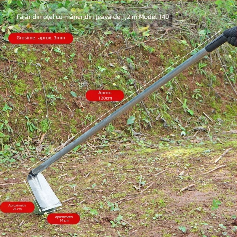 Lopată din oțel mangan cu țeavă de oțel sudată, mâner lung, pentru plantarea legumelor și arat, lamă lată pentru săpare bambus