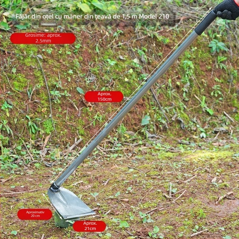 Lopată din oțel mangan cu țeavă de oțel sudată, mâner lung, pentru plantarea legumelor și arat, lamă lată pentru săpare bambus