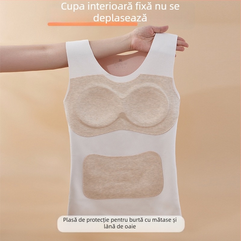 Vestă termică pentru fete adolescente, căptușită cu fleece, dublu strat, guler rotund, pulover, poliester