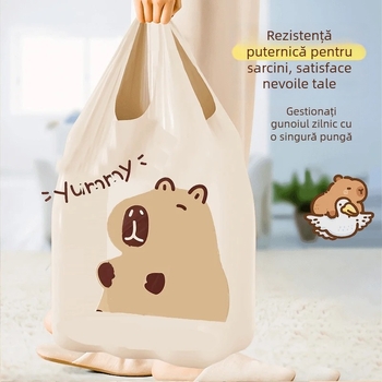 Pungi de gunoi pentru uz casnic, design capibara în stil desen animat, capacitate mare, logo imprimat, opțiune de personalizare