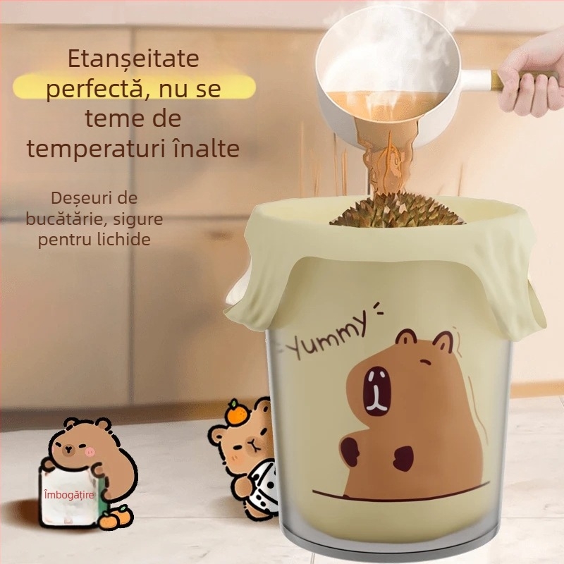 Pungi de gunoi pentru uz casnic, design capibara în stil desen animat, capacitate mare, logo imprimat, opțiune de personalizare