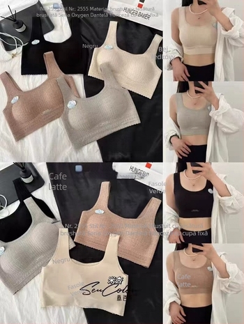 Sutien din nylon, stil vestă, cupă 3/4, formă subțire, respirabil, confortabil