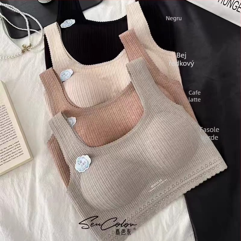 Sutien din nylon, stil vestă, cupă 3/4, formă subțire, respirabil, confortabil