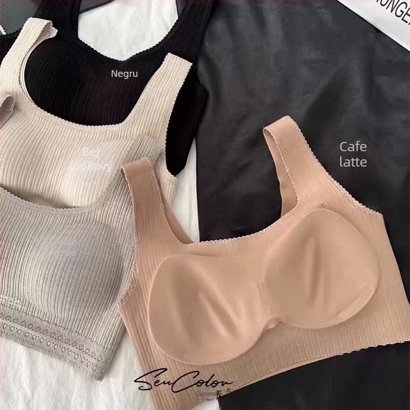 Sutien din nylon, stil vestă, cupă 3/4, formă subțire, respirabil, confortabil