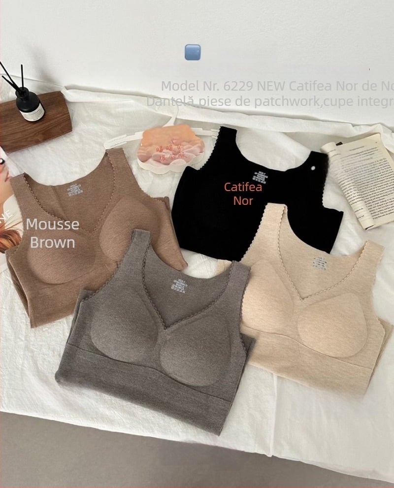 Vesta termică cu cupe încorporate și pernă pentru sân, cu glugă, decolteu drept, din viscose, grosime moderată (181–200 g/m²)