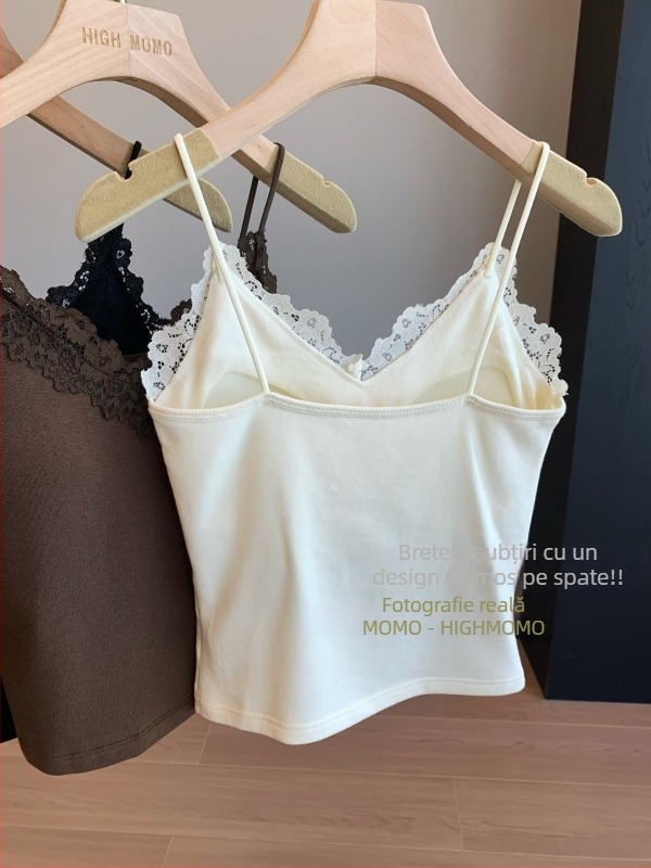 Top damă dantelat cu căptușeală fleece, decolteu în V, croială Slim, din bumbac cu elastan, pentru toamnă–iarnă