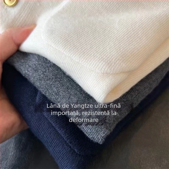 Pulover cu guler polo, croială slim, mâneci lungi, amestec din viscose 30–50%, Toamna 2023