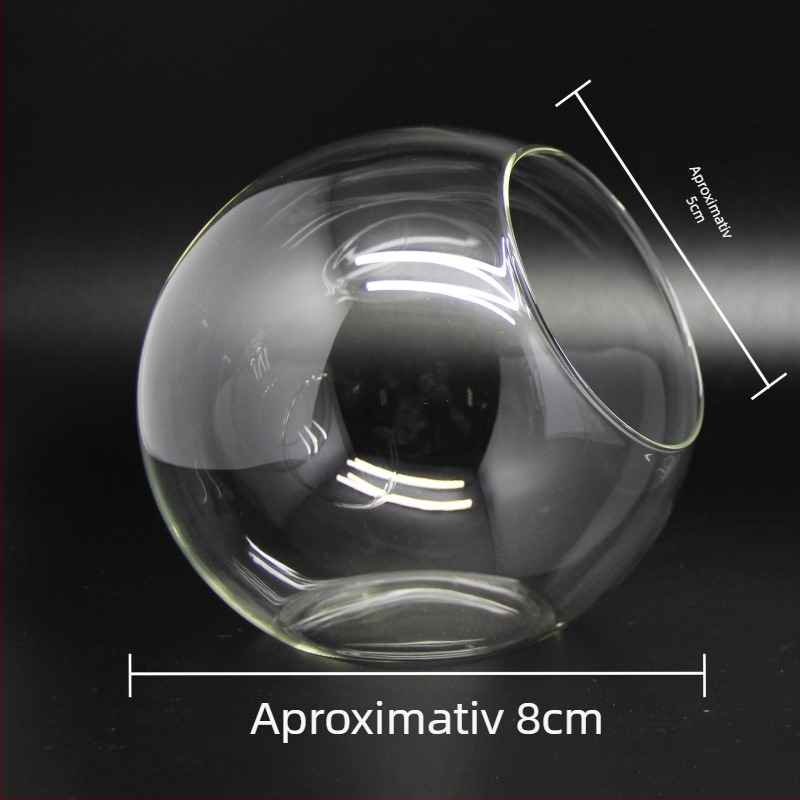 Micro peisaj în bilă de sticlă pentru suculente – vază cu deschidere înclinată, sticlă borosilicată înaltă