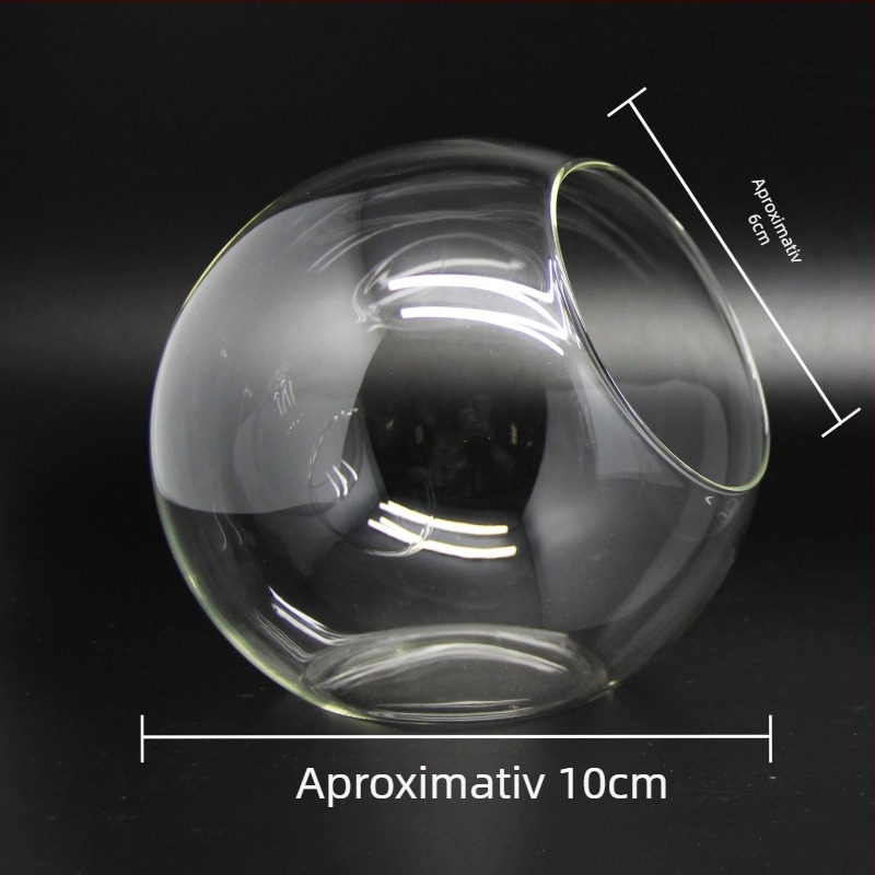 Micro peisaj în bilă de sticlă pentru suculente – vază cu deschidere înclinată, sticlă borosilicată înaltă