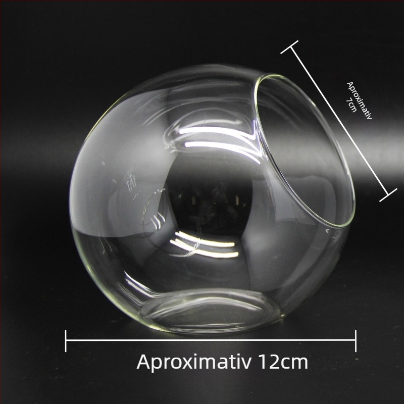 Micro peisaj în bilă de sticlă pentru suculente – vază cu deschidere înclinată, sticlă borosilicată înaltă