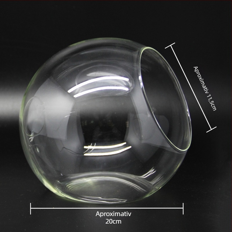 Micro peisaj în bilă de sticlă pentru suculente – vază cu deschidere înclinată, sticlă borosilicată înaltă