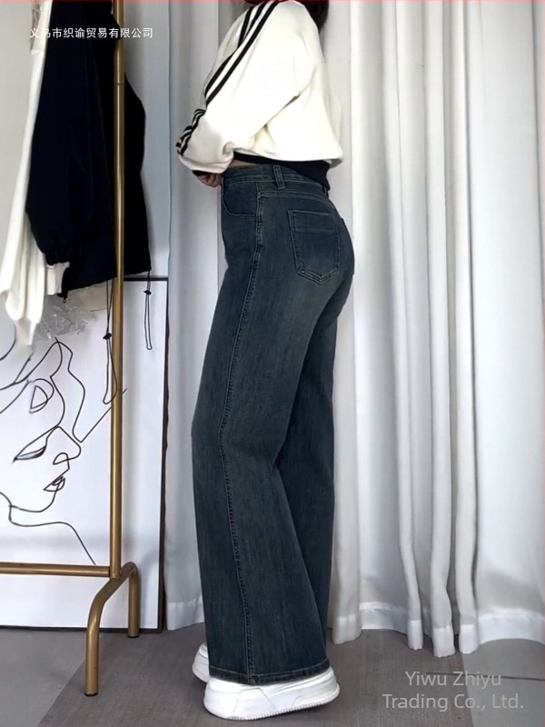 Blugi denim pentru femei, căptușiți cu fleece și căptușeală de catifea, croială largă, talie înaltă, iarnă 2025