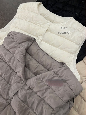 Vesta cu puf de găscă, căptușită, decolteu în V, țesătură poliester, conținut principal peste 95%, stil urban