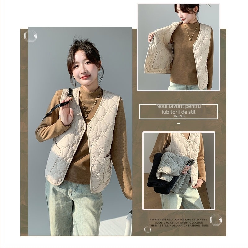 Vesta de damă în stil cardigan, material poliester, umplutură poliester-cotton, închidere cu fermoar, guler în formă de U