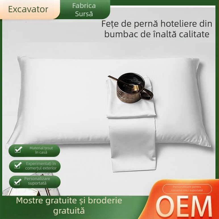 Fețe de pernă din bumbac satinat, albă, cu text brodat, detașabilă și lavabilă, stil modern minimalist