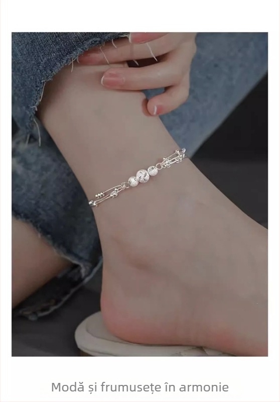 Brățară de gleznă din argint Hyun Han, stil retro, design geometric, SH0020