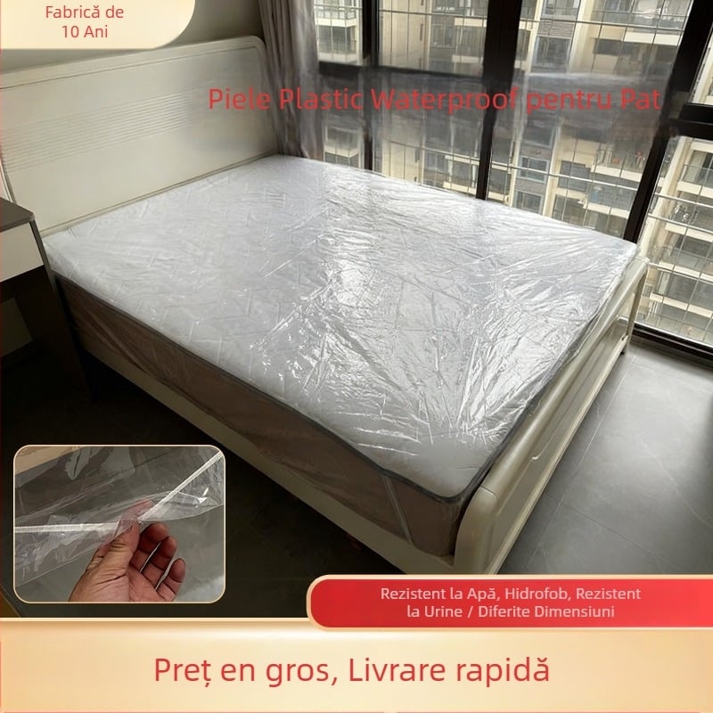Protector de saltea din plastic, impermeabil, transparent, anti-praf și anti-acarieni, pentru toate anotimpurile, pentru copii, vârstnici și animale de companie