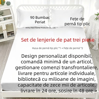 Set personalizat din 3 piese de cearșafuri cu imprimare digitală 3D, din fibră chimică; țesătură: imprimare, periat, țesătură simplă