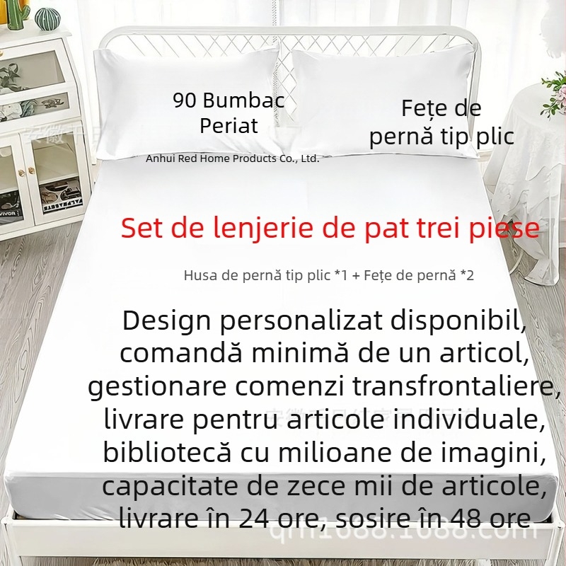 Set personalizat din 3 piese de cearșafuri cu imprimare digitală 3D, din fibră chimică; țesătură: imprimare, periat, țesătură simplă