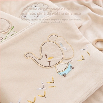 Husă de pilotă pentru nou-născuți, 100% bumbac, model brodat cu desene animate, țesătură periată, o singură bucată