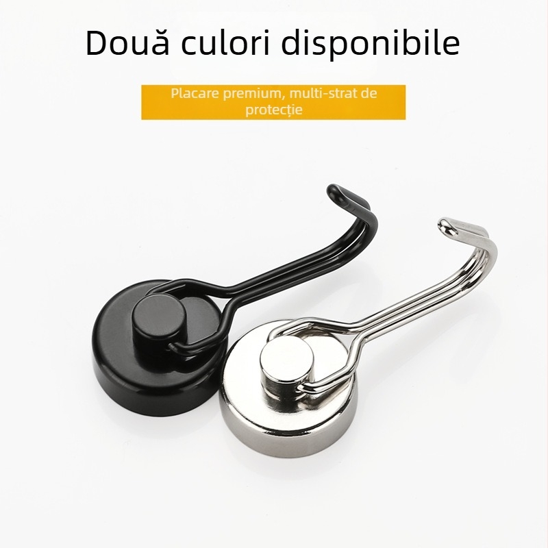 Cuier magnetic rotativ cu magnet NdFeB și ventuză rotundă – prindere verticală, design modern, încărcare 8 kg
