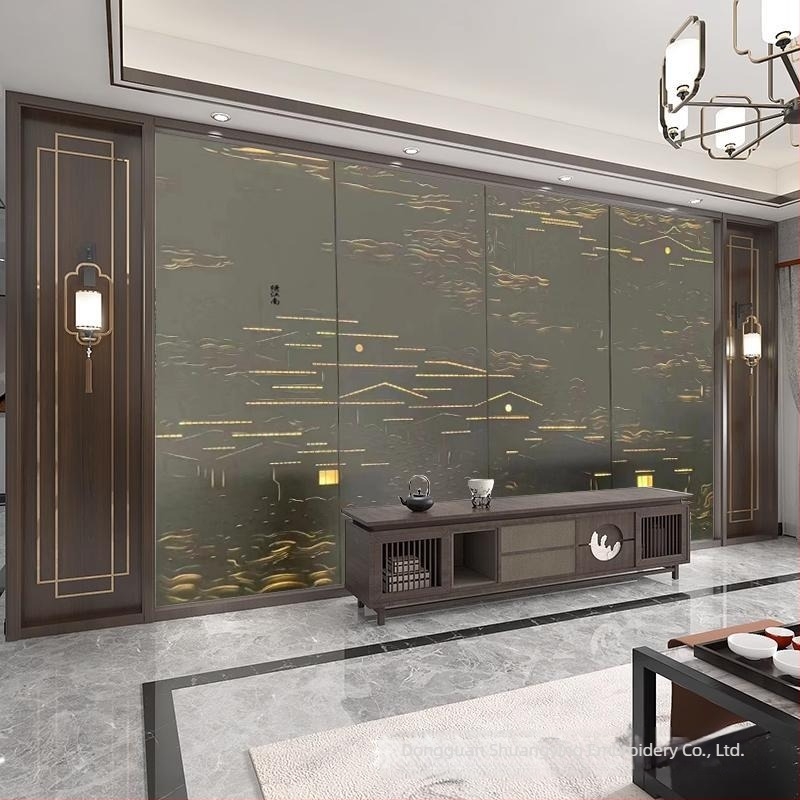 Panou de fundal din piele sintetică cu iluminare, relief ornamental, stil simplu și modern, model peisaj, personalizabil, pentru living, dormitor, birou, restaurant, intrare